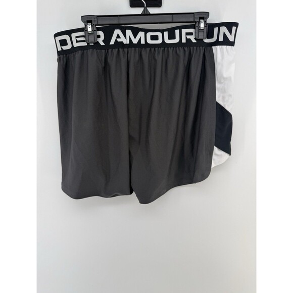 Under Armour Black White Running Training Loose Fit Shorts Play Up 1X - Picture 2 of 12